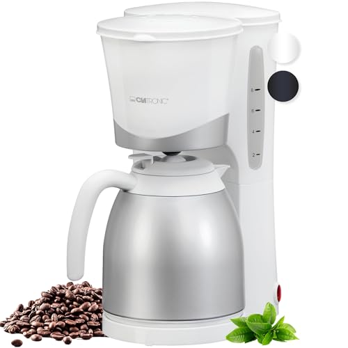 Clatronic® Kaffeemaschine mit Thermoskanne | für 8-10 Tassen Kaffee | kein Temperaturverlust | Filterkaffeemaschine | 1 Liter | Coffee machine | Filterkaffeemaschine mit Thermoskanne | KA 3327 weiß von Clatronic