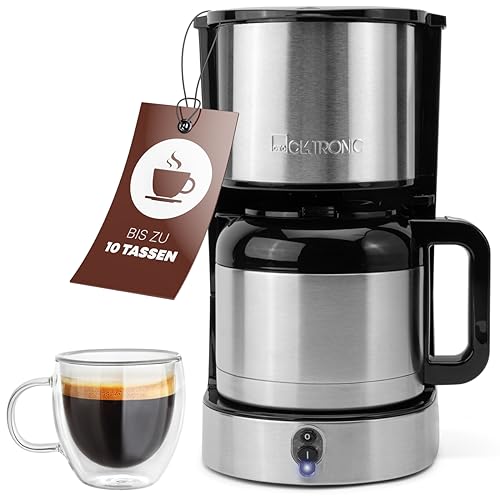 Clatronic® Kaffeemaschine mit Thermoskanne für 8–10 Tassen Kaffee (ca. 1,2L) | Filterkaffeemaschine Edelstahl | doppelwandige Thermoskanne | kein Temperaturverlust | Kaffeemaschine 800W | KA 3805 von Clatronic