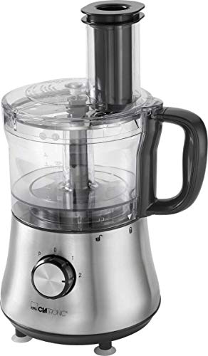 Clatronic® Küchenmaschine | 500 Watt | 4 Geschwindigkeitsstufen (0-1-2 + Puls) | Mixbehälter mit Nachfüllöffnung (1,5 Liter) | Arbeitsbehälter (1,0 Liter) | Schneiden und Raspeln | KM 3646 edelstahl von Clatronic