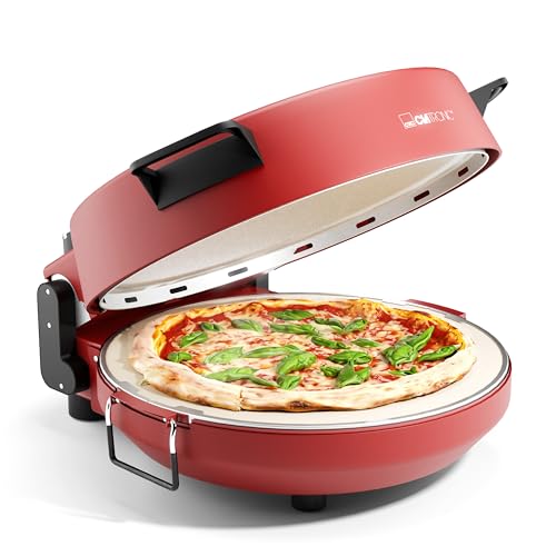 Clatronic® Pizzaofen | Pizzarette 350°C f. italienische Steinofen Pizza zu Hause | Pizzaofen elektrisch | auch für Tiefkühlpizzen | Pizza in unter 5 min. | inkl. Pizzastein Ø32cm und Zubehör | PM 3787 von Clatronic