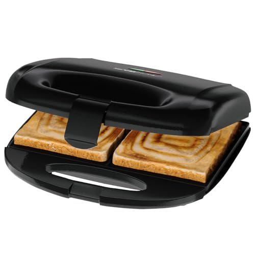 Clatronic® Sandwichmaker | für viereckige Sandwichplatten | Sandwichtoaster mit Antihaftbeschichtung | Toaster Sandwichtoaster mit Backampel | Sandwich Maker bis zu 820 Watt | ST 3814 schwarz von Clatronic