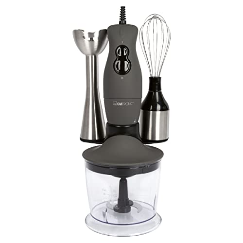 Clatronic® Stabmixer Set | Mixer, Pürierstab, Zerkleinerer aus Edelstahl | 400 Watt | 2 Geschwindigkeitsstufen | Allesschneider | Mixbehälter | Schneebesen | Multizerkleinerer | SMS 3777 von Clatronic