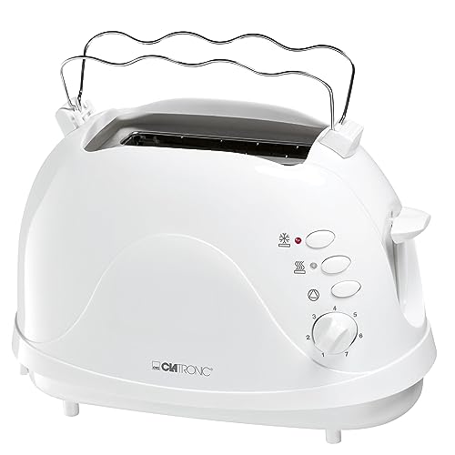 Clatronic® Toaster | 2-Scheiben-Toaster | integrierter Brötchenaufsatz | Aufwärm-, Auftau-, Schnellstoppfunktion | 2 Kontrollleuchten | Krümelschublade | Kabelaufwicklung | TA 3565 weiß von Clatronic