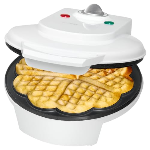 Clatronic® Waffeleisen Herzform | Antihaftbeschichtung | mit großen Backflächen | ⌀ 18 cm | stufenlos regelbarer Bräunungsgrad | Herzwaffeleisen | Waffle Maker | Waffelmaker | WA 3491 weiß von Clatronic