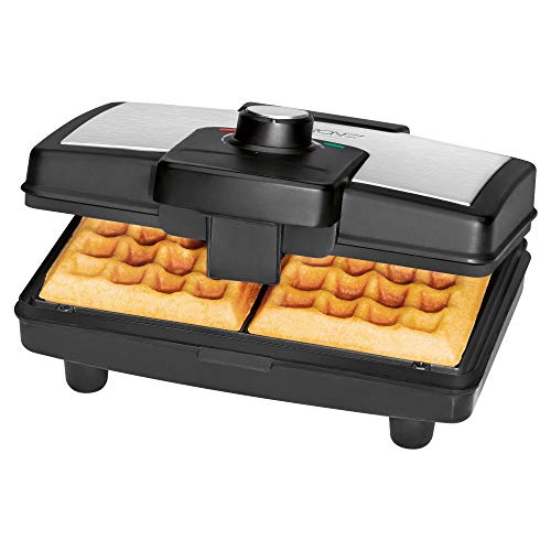 Clatronic® Waffeleisen mit 2 großen Backflächen | Antihaftbeschichtung | Waffeleisen belgische Waffel | stufenlos regelbarer Bräunungsgrad | Belgisches Waffeleisen | Waffle Maker | WA 3606 von Clatronic