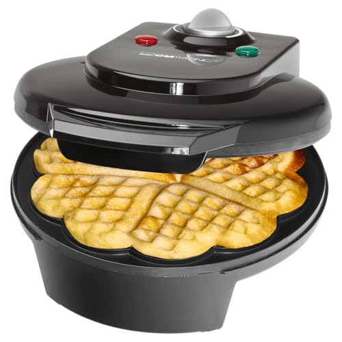 Clatronic® Waffeleisen Herzform | Antihaftbeschichtung | mit großen Backflächen | ⌀ 18 cm | stufenlos regelbarer Bräunungsgrad | Herzwaffeleisen | Waffle Maker | Waffelmaker | WA 3491 schwarz von Clatronic