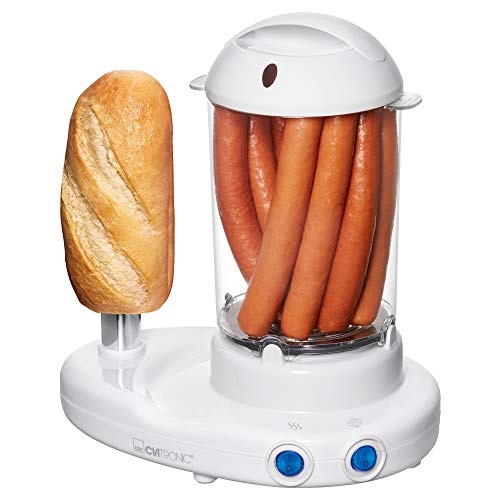 Clatronic® 2in1 Hot Dog Maker & Eierkocher | Hotdog Maker Set für 1-14 Würstchen | Egg Cooker für bis zu 6 Eiern | mit beheiztem Edelstahl-Aufsteckdorn | inkl. Messbecher mit Eipicker | HDM 3420 EK N von Clatronic