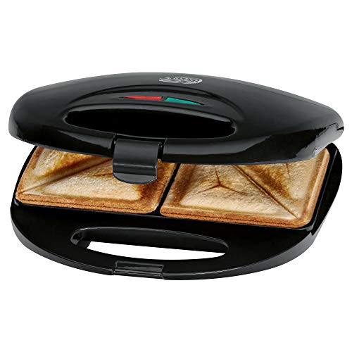 Clatronic® Sandwichmaker mit dreieckigen Sandwichplatten | Sandwichtoaster mit automatischem Temperaturregler & Antihaftbeschichtung | Sandwich Maker mit Verriegelungssystem | ST 3477 schwarz von Clatronic