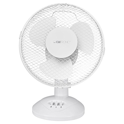 Clatronic Ventilator für Tisch / Tischventilator VL 3601; Mini-Fan für Schlafzimmer, Büro, Wohnmobil; sehr leise/ruhig; oszillierend/Rotation; Durchmesser 23 cm; 2 Geschwindigkeitsstufen; weiß von Clatronic