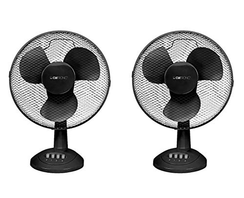 Clatronic VL 3602 Tischventilator 30 cm Durchmesser, oszillierend, 3 Geschwindigkeitsstufen, Neigungswinkel verstellbar, schwarz (Schwarz Doppelpack) von Clatronic