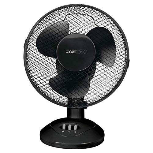 Clatronic Ventilator für Tisch/Tischventilator VL 3601; Mini-Fan für Schlafzimmer, Büro, Wohnmobil; sehr leise/ruhig; oszillierend/Rotation; Durchmesser 23 cm; 2 Geschwindigkeitsstufen; schwarz von Clatronic