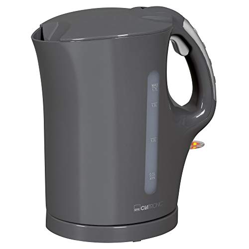 Clatronic Wasserkocher, Kettle, Wasserkocher 1,7 L mit automatischer u. manuellen Abschaltung, herausnehmbarer Kalkfilter, max. 2200Watt, Wasserkocher grau, WK 3445 von Clatronic