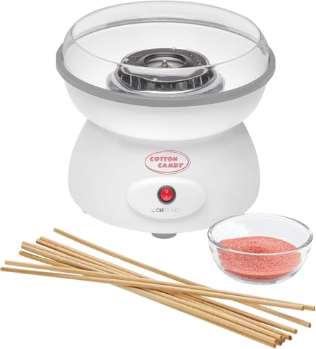 Clatronic Zuckerwatten-Maker | Süße Leckereien für jede Party | Zuckerwattemaschine mit Quarz-Heizelement | Große Zuckerwattenschale | Transparenter Spritzschutz | inkl. Messlöffel | ZWM 3478 von Clatronic