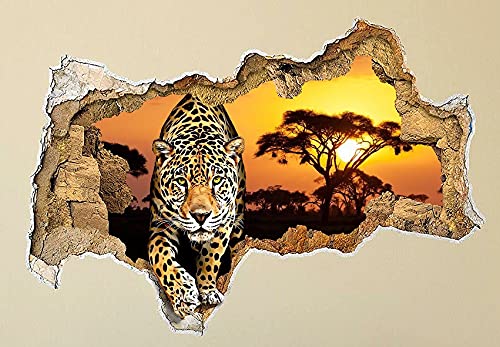 Safari Wall Decals Tier Leopard Decals 3D-Effekt Wandbild Loch im Wandtattoo Cheetah Decal Jaguar Decal Smashed Wall von Claude6yhAly