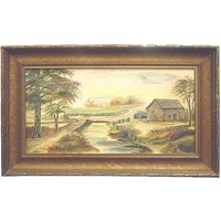 Öl Auf Leinwand, Hütte Im Wald, Künstler Signiert von ClaudiaCampatHome