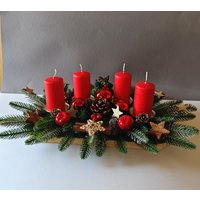 Adventskranz Länglich in Rot von Claudisworkshop
