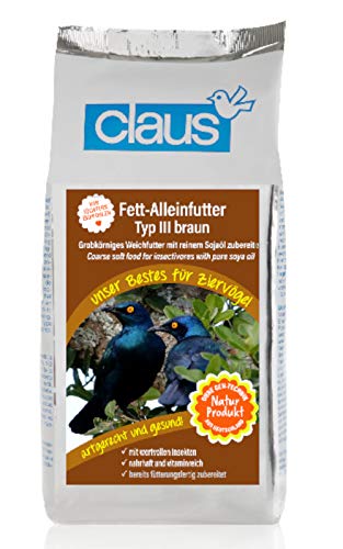 claus Fett-Alleinfutter III braun | 1 kg | Grobkörniges Weichfutter für Wildvögel wie Stare, Drosseln, Dohlen | Mit wertvollen Insekten, Vitaminen und Sojaöl | Fütterungsfertig von Claus