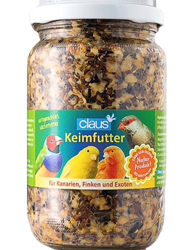 claus Keimfutter | 370 ml | Ergänzungsfuttermittel für Kanarien, Finken und Exoten | Nahrhaft und fettarm | Mit wichtigen Vitaminen und Enzymen | Ohne Konservierungsmittel von claus