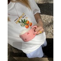 Handgemachte Baby Rosa Keramikbecher Kirschherz Keramik Tasse von ClayPoetryCeramics