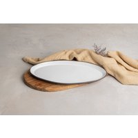 13, 5 "Großes Weißes Oval Brot Serviertablett, Keramik Kuchen Servierteller, Abendessen Servierplatte, Hochzeitsgeschenk von ClaybyDannah