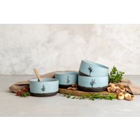 2Er-Set Keramik-Auflaufformen, Keramik-Soufflé-Ofensicheres Backgeschirr, Hellblaue Handgemachte Dessert-Servierschalen, Persönliche Backform von ClaybyDannah