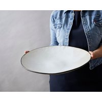 Extra Große Weiße Keramik-Servierschale, Handgemachte Runde Pasta -/Obstschale, Dekorative Keramikschale, Moderne Schale von ClaybyDannah