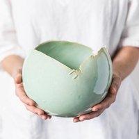 x-Großer Grüner Keramik-Übertopf, Vase Für Blumen, Heimdekoration Mit Ablaufloch Und Untertasse von ClaybyDannah
