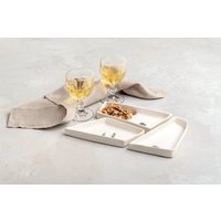 Handgefertigte Keramik Set Mit 3 Servierschalen, Modernes Puzzle Tapas Und Aperitif Servierset, Weiße Nüssen Snacks Geteilte Schüssel von ClaybyDannah