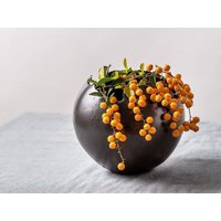 Mittelgroßer Schwarzer Keramikpflanztopf Für Sukkulenten Mit Ablaufloch Und Untersetzer | Runde, Eiförmige Vase von ClaybyDannah
