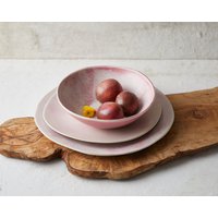 Pastell Rosa Keramik Geschirr Set - Großer Speiseteller, Salatteller, Große Suppenschüssel Handgemachtes von ClaybyDannah