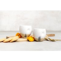 Set Mit Zwei Handgefertigten Rustikalen Espressobechern Aus Keramik von ClaybyDannah