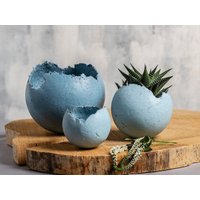 Set Aus 3 Hellblauen Keramik-Übertopfen Für Den Innenbereich, Wohnzimmer-Dekoration, Handgemachter Übertopf Keramik von ClaybyDannah