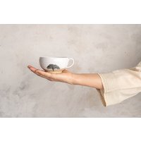 Weiße Keramik Americano Tassen, Gemütliche Steingut Handgemachte Suppe/Latte Becher, 10 Unzen Suppentassen, Schüssel Mit Griff von ClaybyDannah