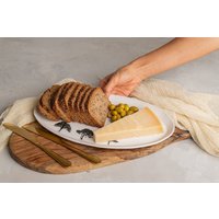 xl Weiße Ovale Platte Mit Baum-Dekor, Brot Und Käse-Servierplatte, Große Keramikplatte, Rustikale Handgefertigte Keramikplatte von ClaybyDannah
