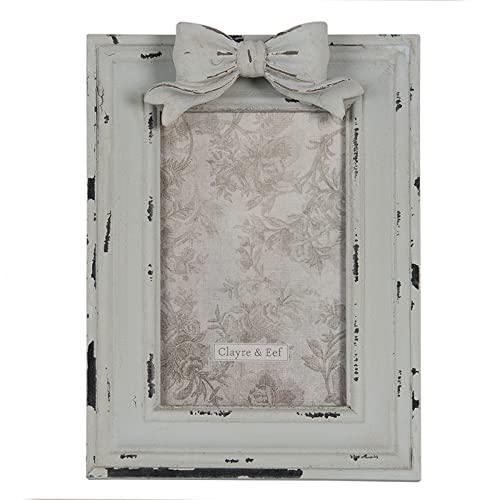CLAYRE E EEF Fotorahmen mit weißer Schleife mit Shabby-Effekt 10x15cm CLAYRE E EEF Fotorahmen mit weißer Schleife mit Shabby-Effekt 10x15cm von Clayre & Eef