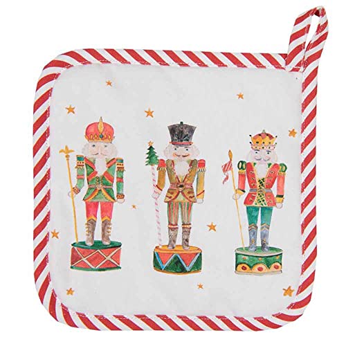 CLAYRE & EEF Ofentopfhalter für Weihnachtsküche weiß und rot mit Nussknacker 20x20 cm von Clayre & Eef