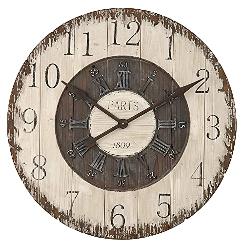 Clayre & Eef 4KL0049, XXL Wanduhr Shabby Chic 80 cm Durchmesser / 1x AA Batterie (Wird Nicht mitgeliefert) von Clayre & Eef