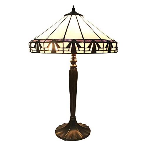 Clayre & Eef 5LL-6172 Tiffany Tischlampe Beige,Braun Ø 41x63 cm E27/max 2x60W von Clayre & Eef