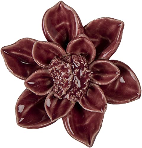 Clayre & Eef 6CE1329 Deko Dekoration Blume Blüte Keramik Rot Weinrot Klein 8 x 3,5 cm von Clayre & Eef
