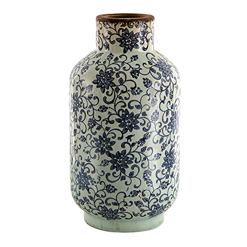 Clayre & Eef 6CE1379 Deko Vase Blau, Beige Ø 17x31 cm von Clayre & Eef