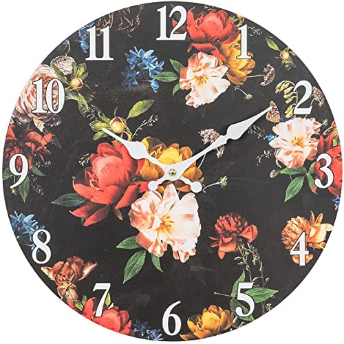 Clayre & Eef 6KL0760 Wanduhr Schwarz Ø 34x4 cm / 1xAA von Clayre & Eef