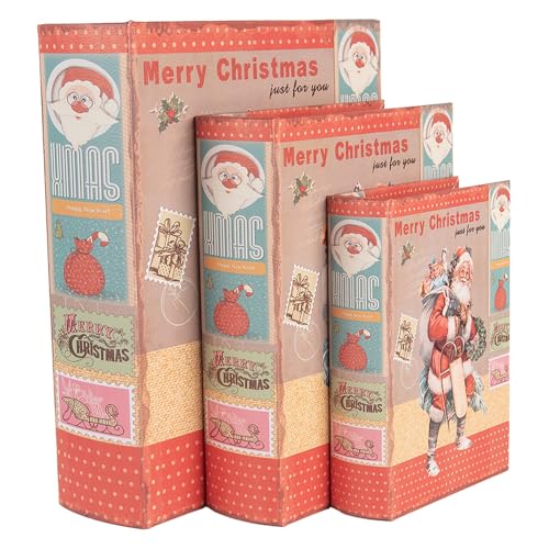 Clayre & Eef Aufbewahrungsbox 3er Set Bücher 27/22 /17 cm Rot Holz Weihnachtsmann Clayre & Eef Aufbewahrungsbox 3er Set Bücher 27/22 /17 cm Rot Holz Weihnachtsmann von Clayre & Eef