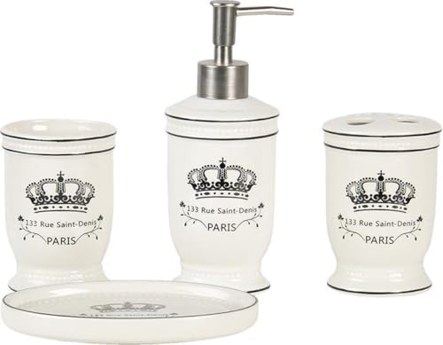 Clayre & Eef Badezimmerset (Set 4 Stück) Creme - 64774 von Clayre & Eef