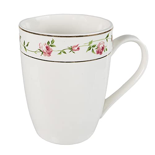 Clayre & Eef Becher 300 ml Weiß Rosa Porzellan Rund Blumen Tasse von Clayre & Eef