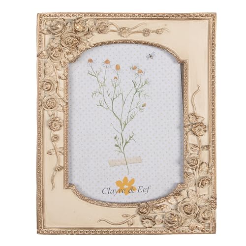 Clayre & Eef Bilderrahmen 13x18 cm Beige Goldfarbig Kunststoff Glas Rechteck Fotorahmen von Clayre & Eef