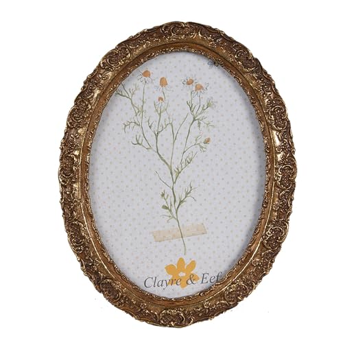 Clayre & Eef Bilderrahmen 13x18 cm Goldfarbig Kunststoff Glas Oval Fotorahmen von Clayre & Eef