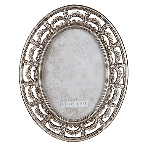 Clayre & Eef Bilderrahmen Fotorahmen oval silber 13x18cm Landhaus Rahmen von Clayre & Eef