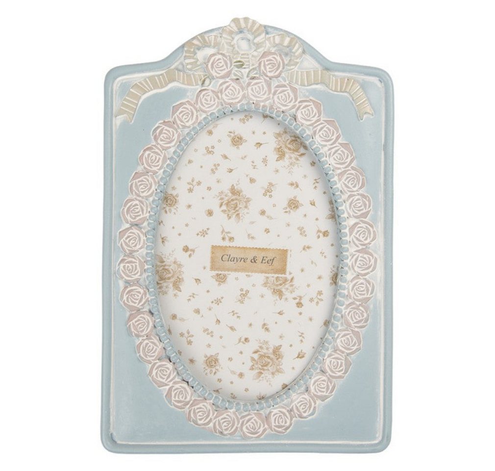 Clayre & Eef Bilderrahmen Vintage Bilderrahmen hellblau mit Blumen Jugendstil 10x15, Vintage Bilderrahmen hellblau mit Blumen Jugendstil 10x15 von Clayre & Eef