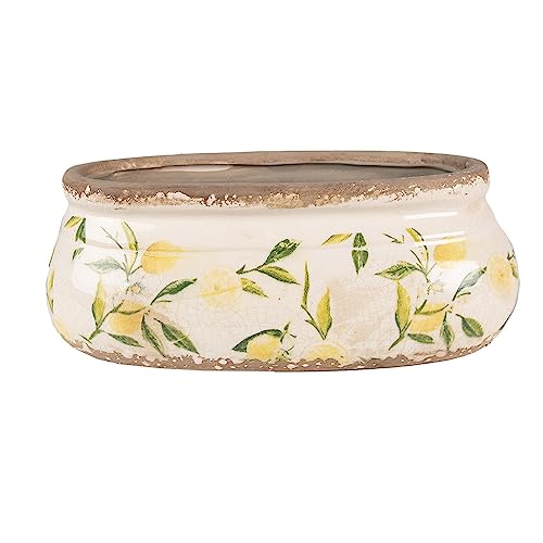 Clayre & Eef Blumentopf Indoor 23x10x9 cm Gelb Keramik Oval Zitrone Blumentopf von Clayre & Eef