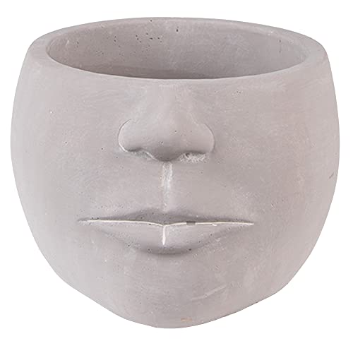 Clayre & Eef Blumentopf Indoor Gesicht 17x15x10 cm Grau Stein von Clayre & Eef